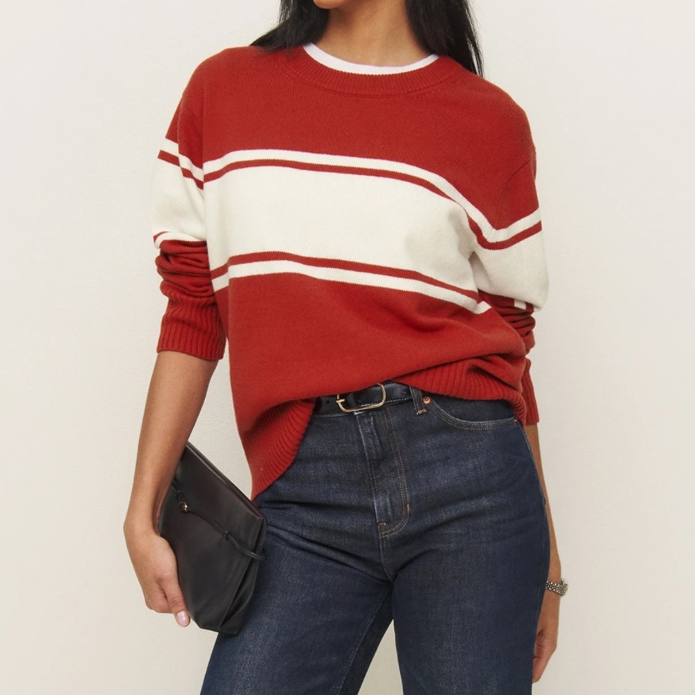 Reformation Red and White Striped Sweater